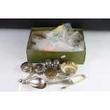 A collection of mainly silver plated flatware together with a cruet set and trinket box...etc..