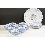 The Spode Blue Room Collection Georgie Series 'Floral' set of 8 teacups & saucers, plus a Spode