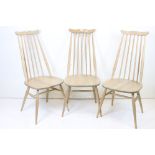 Set of Eight Ercol Beech and Elm ' Goldsmith ' Dining Chairs, model 369, each chair 43cm wide x 97cm