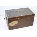 19th century Oak Silver or Cutlery Strong Box, the hinged lid opening to two blue fabric lined