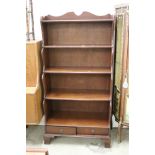 Mahogany Waterfall Bookcase with two drawers below, 80cm wide x 39cm deep x 153cm high