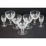 Set of five Waterford Crystal 'Colleen' short-stemmed cocktail glasses (10cm high), plus a pair of