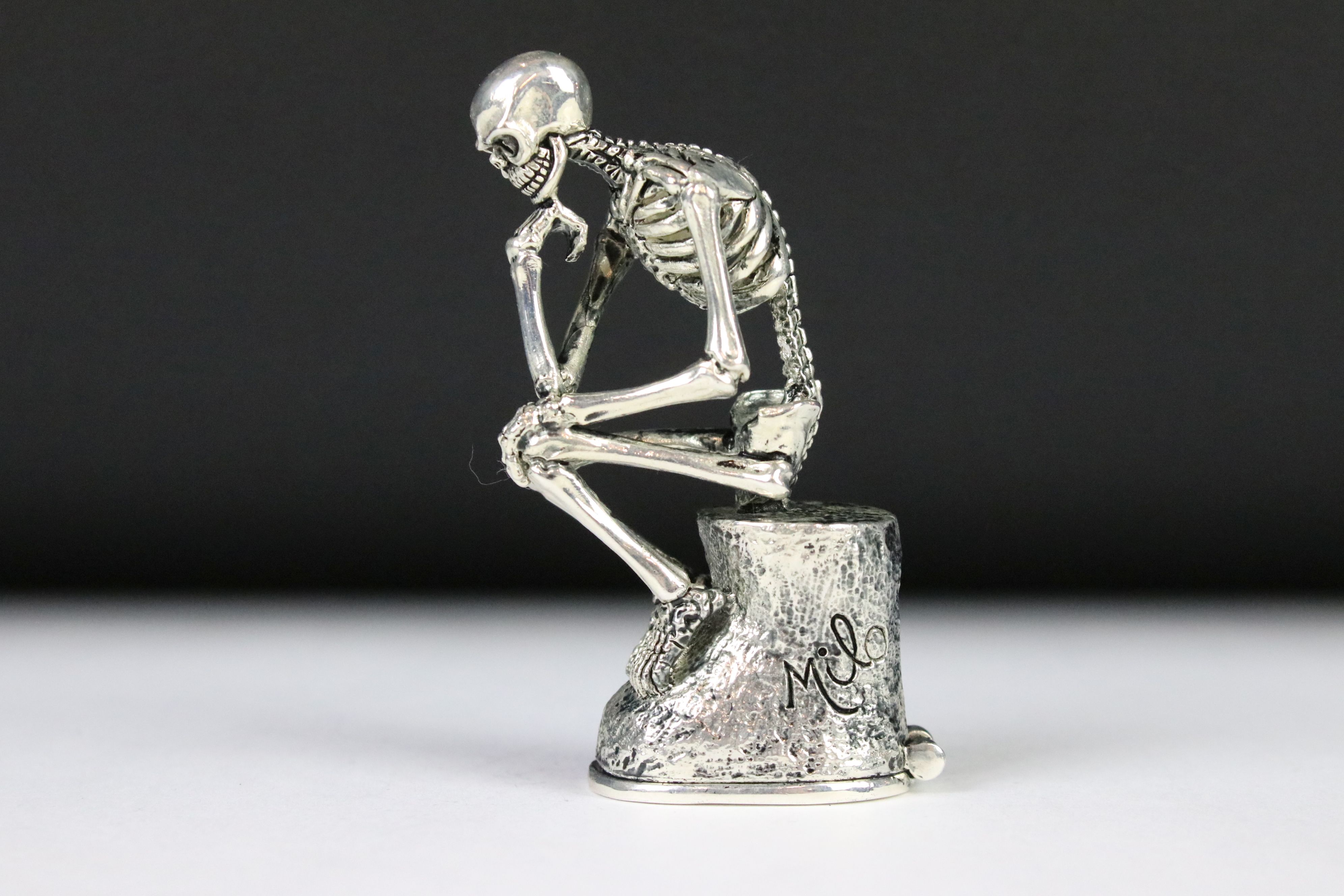 An unusual seated skeleton vesta case. - Image 2 of 4