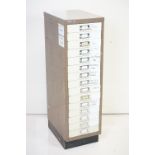 Bisley Fifteen Drawer Metal Filing Cabinet, 28cm wide x 43cm deep x 94cm high