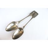 A pair of fully hallmarked sterling silver table spoons, assay marked for London and dated 1854.