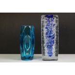 Sklo Union ' Lens ' vase by Rudolf Schrotter in Kingfisher Blue (15cm high), plus a 20th century