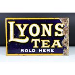 Advertising - ' Lyons' Tea Sold Here ' double sided enamel sign, measures approx 38cm x 22.5cm