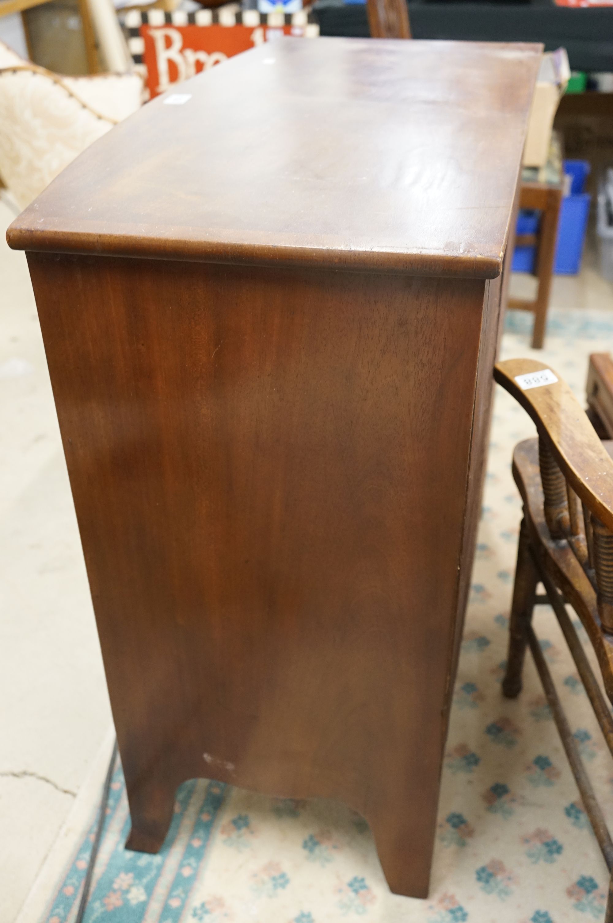 A 19th century mahogany bow front chest of 2 short and 2 long drawers of small proportions. - Image 10 of 10