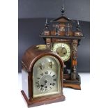 Friedrich Mauthe 8 day Schwennigen striking buffet clock along with a vintage wood carved clock,