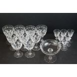 Set of six Webb Corbett cut glass liqueur glasses (8cm high), together with a set of 9 cut glass