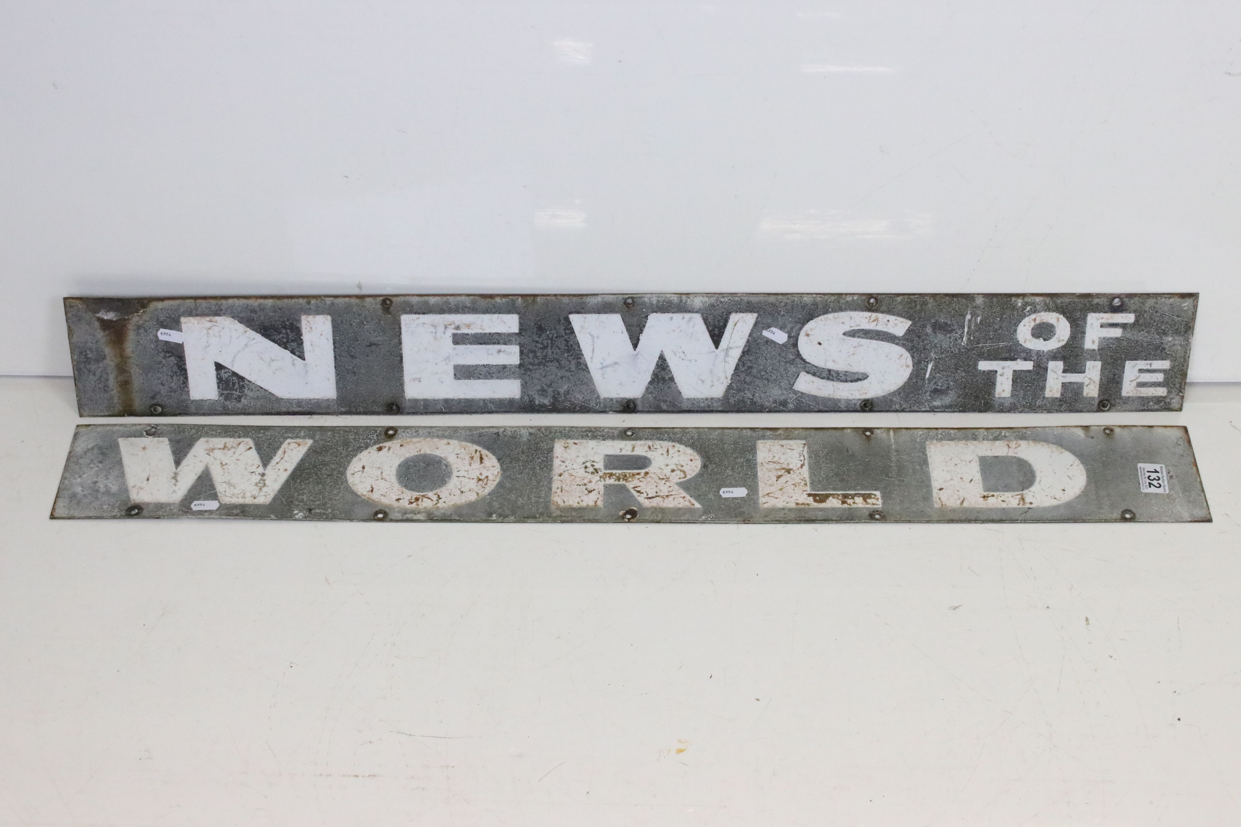 Advertising - News of the World two-piece enamel sign, approx 106.5cm wide