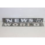 Advertising - News of the World two-piece enamel sign, approx 106.5cm wide
