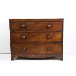 Early 19th century Mahogany Chest of Three Long Drawers raised on bracket feet, 105cm long x 48cm