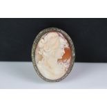 Silver mounted cameo brooch/ pendant