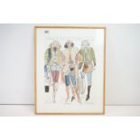 David Brooke (fashion designer) A signed watercolour of ladies fashion of 'chic chics' titled
