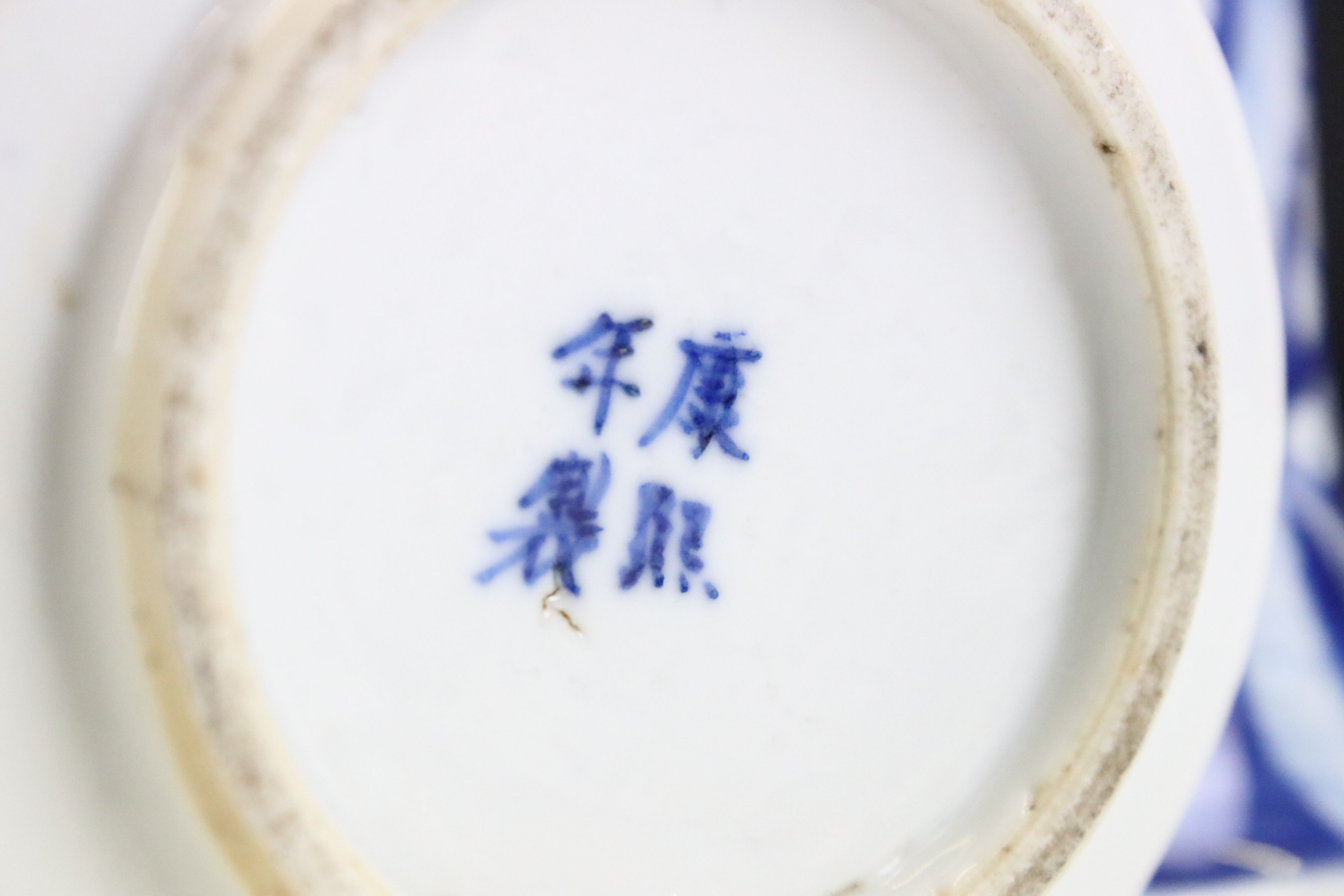 Pair of Chinese blue and white Gu vases being hand painted in the prunus pattern with panelled - Image 6 of 6