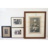 Four photographs, comprising: portrait of a gentleman in military uniform, 38 x 25cm, a group