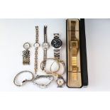 A small collection of ladies and gents wristwatches to include Accurist, Fossil and Pulsar examples.