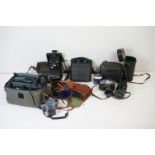 Collection of cameras, photographic equipment & binoculars, to include a Pentax Spotmatic (with