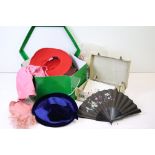 Collection of ladies hats & fashion accessories to include gloves, shoe lasts, fans, stockings,