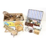 Collection of assorted miniature / dolls house furniture to include wicker and wooden examples as