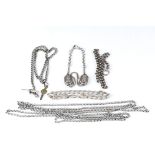 A small collection of silver and white metal jewellery to include Bracelet, Albert chain...etc.