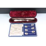A cased set of six fully hallmarked sterling silver coffee spoons together with a cased sterling
