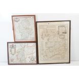 Three printed maps to include County of Lancaster Eman Bowen, Staffordshire by Rob Mordan and a