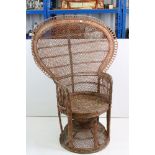 Mid century Retro Wicker Peacock chair, 135cm high x 98cm wide