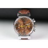 A Louis Vuitton Swiss made chronometer wristwatch with original leather strap and clasp.