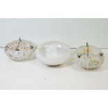 Three Mid 20th century central ' Fly catcher ' glass light shades