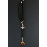 A Victorian freemasons mourning watch chain made from hair with 9ct gold fittings and T-Bar together