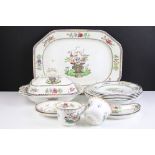 Copeland (Late) Spode 'Old Bow' dinnerware to include 11 dinner plates, 12 crescent side dishes,