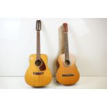 Yamaha FG-260 12-string acoustic guitar (approx 107cm long); together with a BM Spanish acoustic 6-