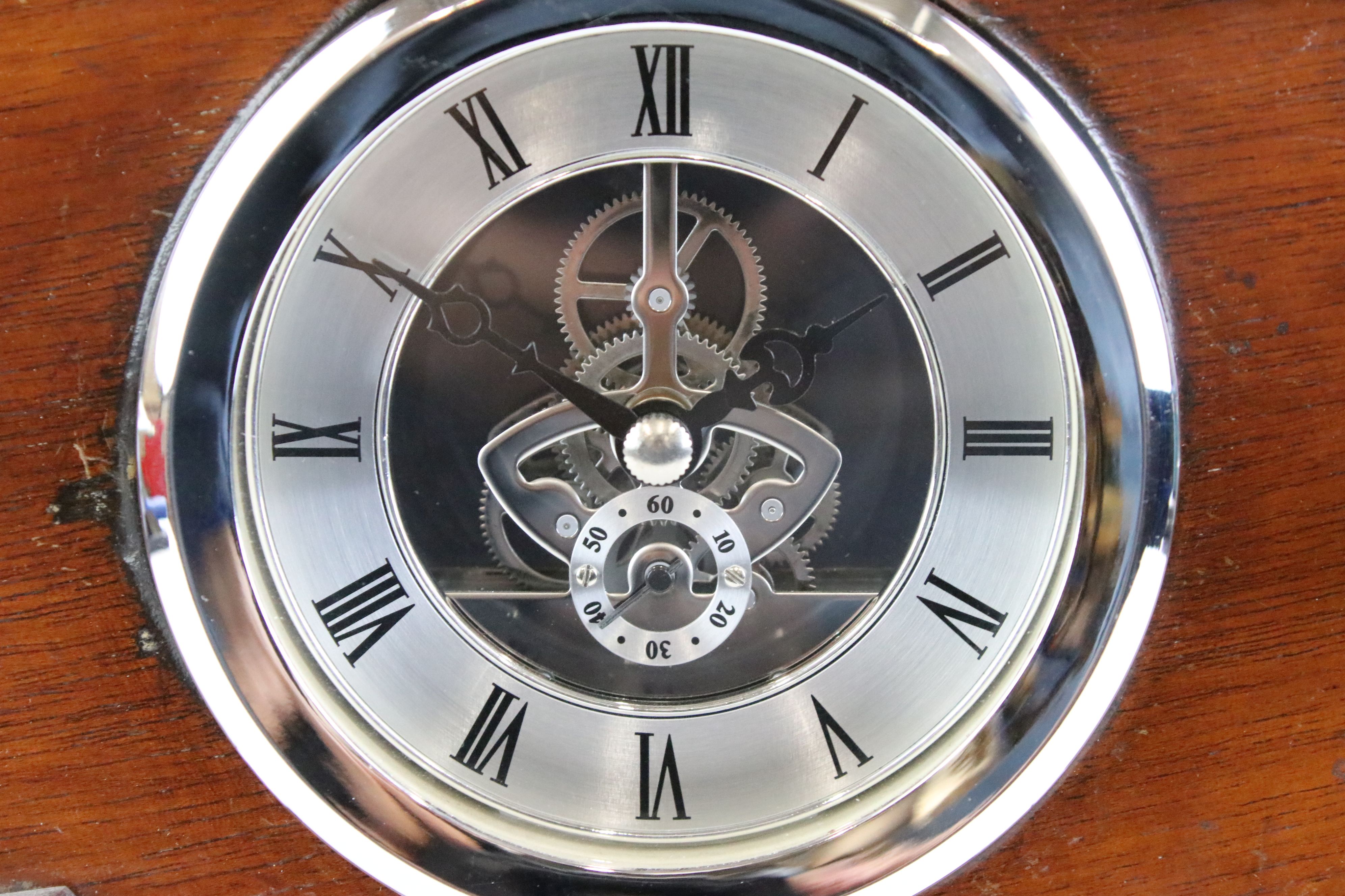 Militaria - A mahogany aeroplane propeller boss clock with central open skeleton silvered dial, - Image 3 of 5