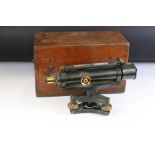 J Halden & Co theodolite set within original wooden box. Label to interior lid marked 15485.