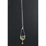 A silver and enamel danish style necklace.