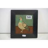 Oil on panel of racing pigeon, 13.5cm x 13cm, framed and glazed