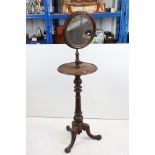 19th century Mahogany Gentleman's Shaving Stand with hinged adjustable circular mirror over a