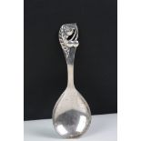 A Scandinavian silver spoon with fruit and leaf decoration by Johannes Siggard, Copenhagen 1934.