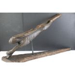 Jude Lamb - Late 20th Century carved oak sculpture in the form of a leaping hare raised on a