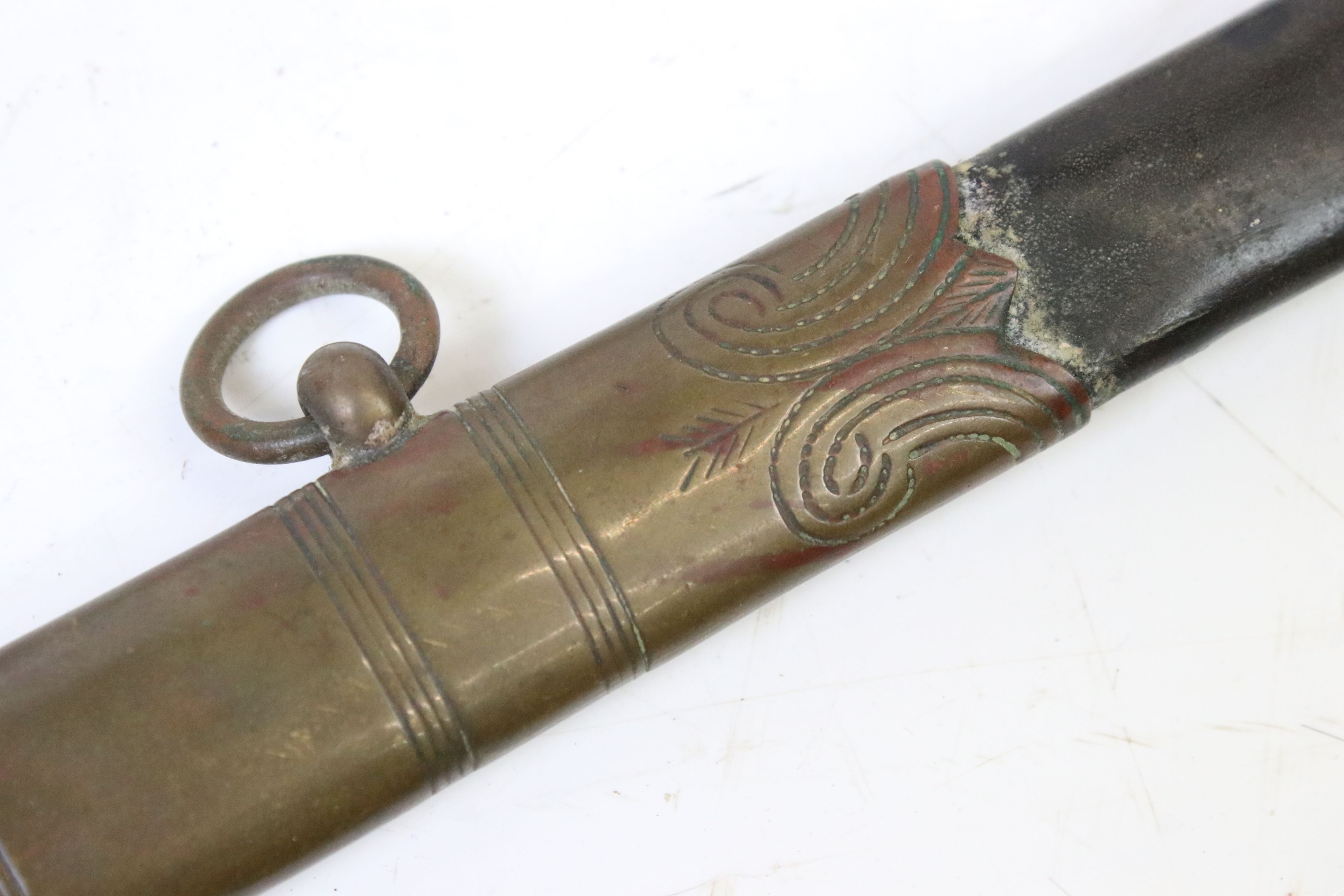 A Royal Navy officer's dress sword, lion head pommel, navy cypher with the kings crown, shagreen - Image 4 of 7