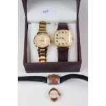 A collection of four wristwatches to include Accurist and Everett examples.