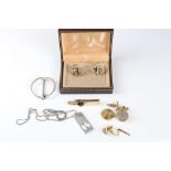 A small group of Dunhill collectables to include silver gilt cufflinks, silver pendant and silver