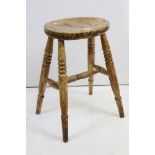 Victorian elm kitchen stool, 52cm high