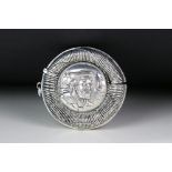 A silver vesta case with naval interest.