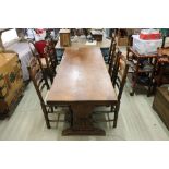 Oak Refectory style Rectangular Dining Table, 181cm long x 69.5cm wide x 77cm high together with a