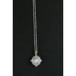 A silver CZ and opal panelled pendant necklace.