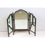 Early 20th century Walnut Triptych Folding Dressing Mirror in the Queen Anne manner, 69cm high