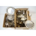 Collection of mixed silver plate to include teapots, coffee pot, trays, tankards, serving dish,